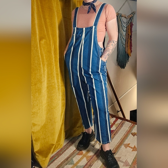 Infftru Pants - Blue and White Striped Jumpsuit